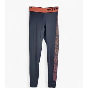 Nike Pro Women's Training Leggings Athletic Gym Workout Black Orange‎